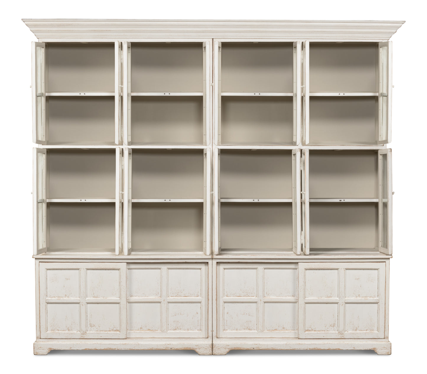 Sarreid - Glass Front Bookcase - White - Country
