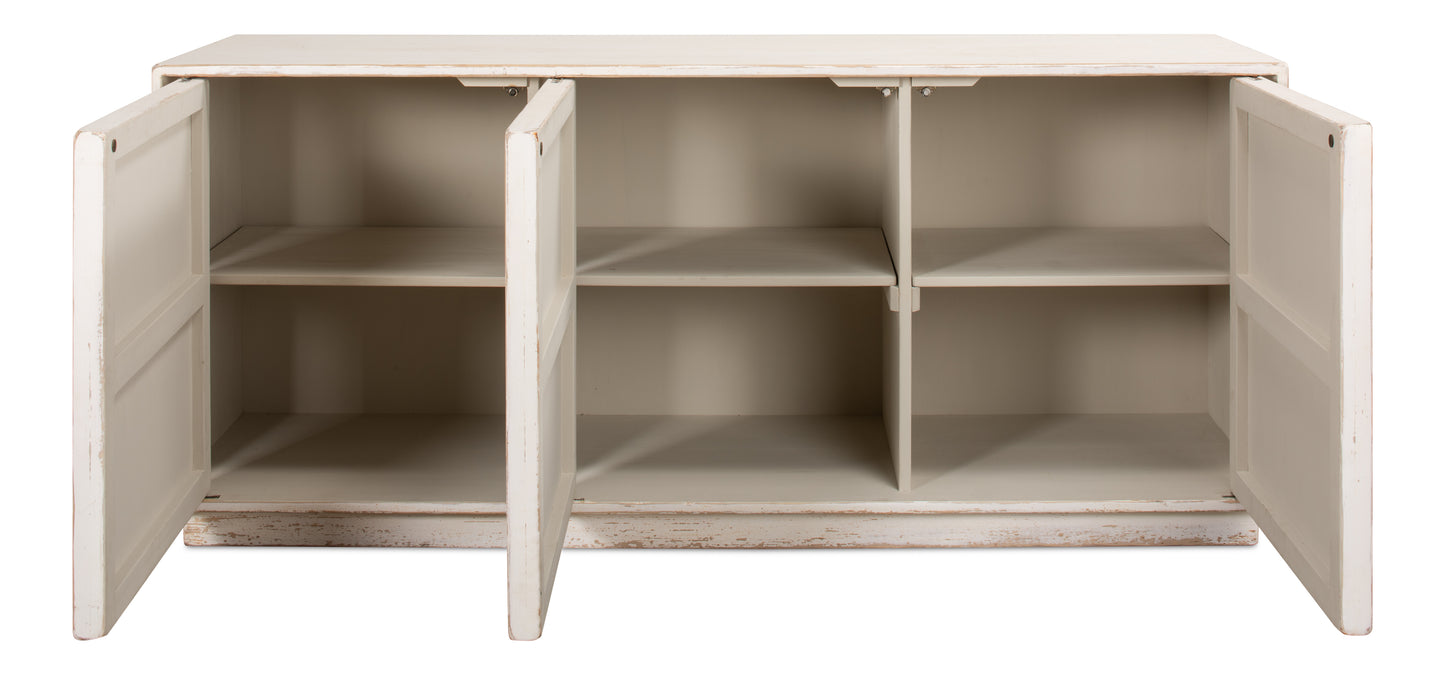 Sarreid - Louvered Sideboard Whitewash - White - Transitional