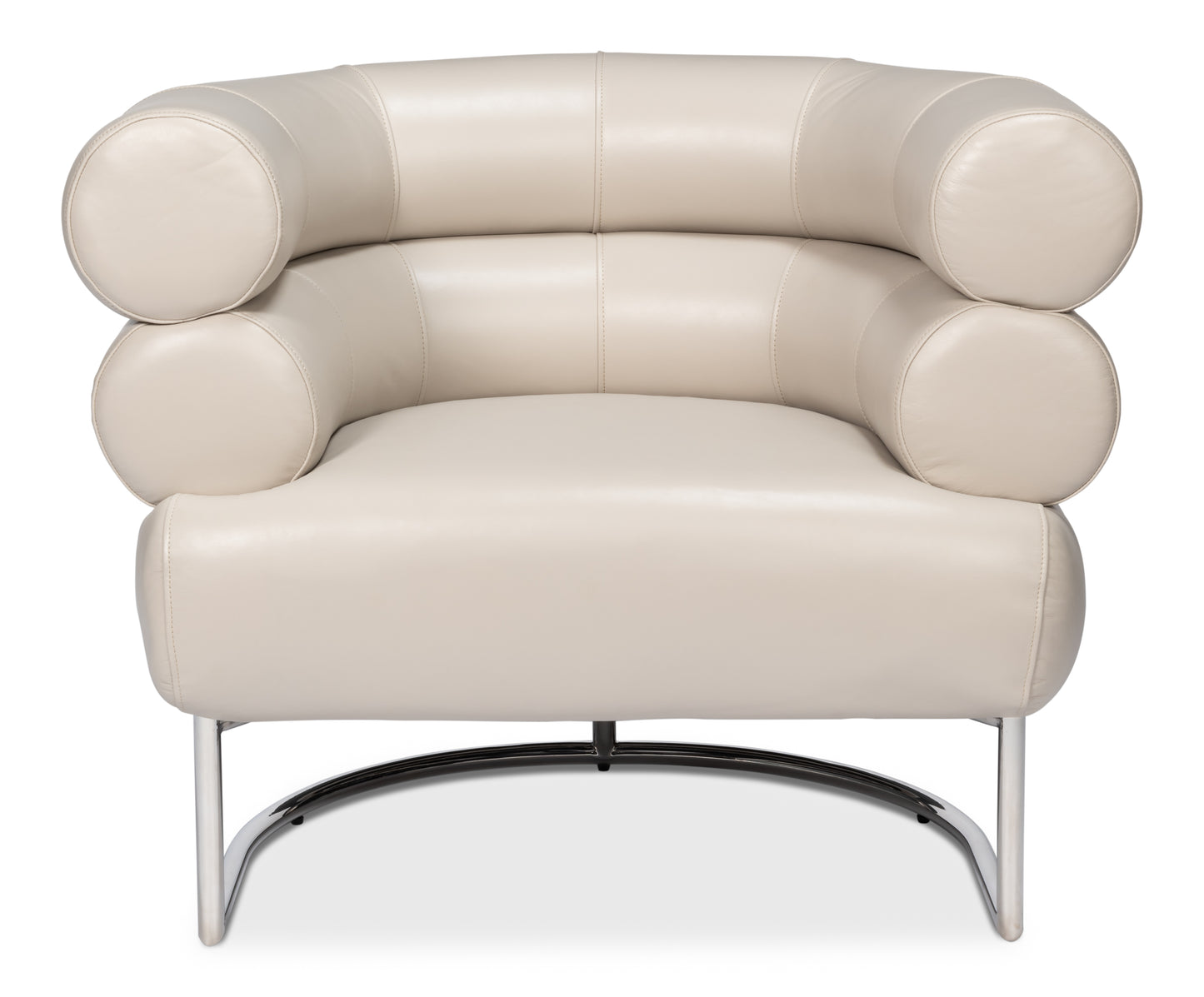 Sarreid - Rondo Occasional Leather Chair White - White - Contemporary