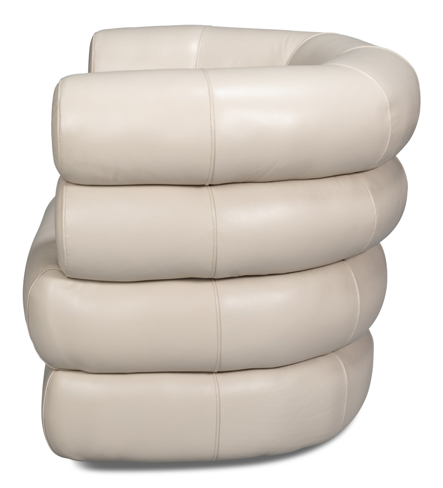 Sarreid - Rondo Leather Swivel Chair White - White - Contemporary