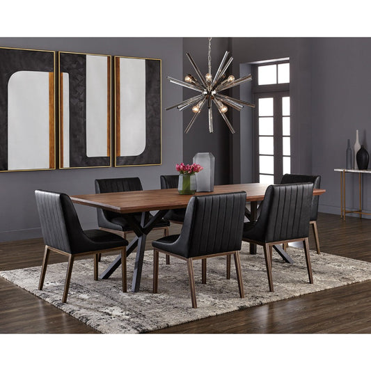 Sunpan Rectangle Modern Lark Dining Table Set - Seats 6 - With Halden Dining Chair