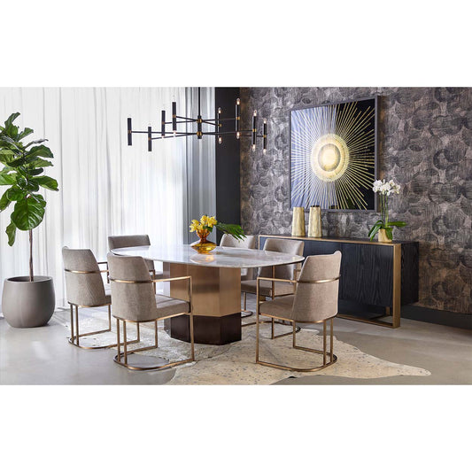 Sunpan Ainsley Modern Rectangle Dining Table Set With Rayla Dining Armchair