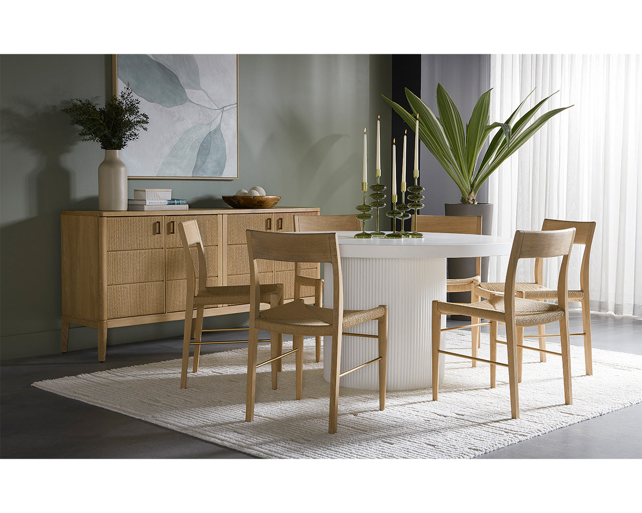 Sunpan Nicolette Round Dining Table Set Seats 6