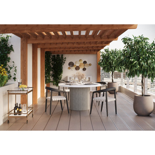 Sunpan Nicolette Dining Table Set - Light Grey - Marble - Seats 4