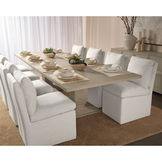 Sunpan Rhaenyra Extension Dining Table Set - 86" To 120" - With Glenrose Wheeled Dining Chair