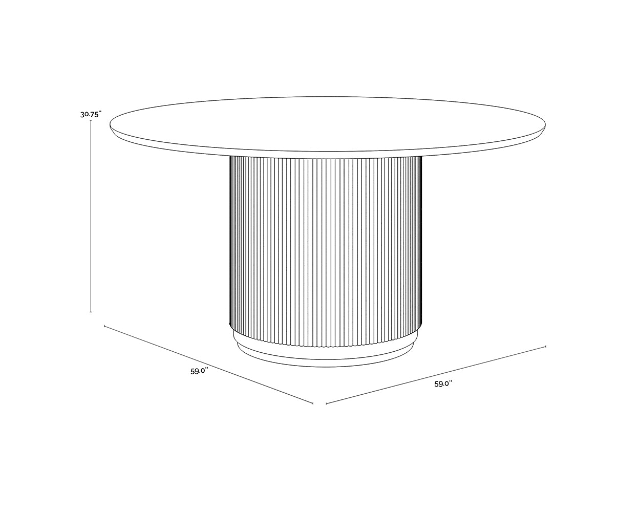Sunpan Cataldi Dining Table - 59 Inch Round Dining Set With Iluka Dining Chair