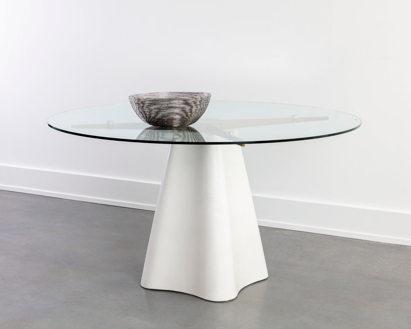 Sunpan Round Glass Modern Moda Dining Table - White - 55" - Seats 6 - 108463 - Sunpan - $1998.00