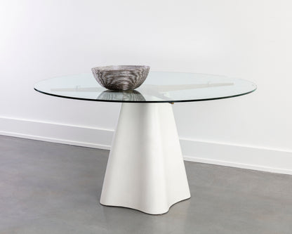 Sunpan Round Glass Modern Moda Dining Table - White - 55" - Seats 6 - 108463 - Sunpan - $1998.00