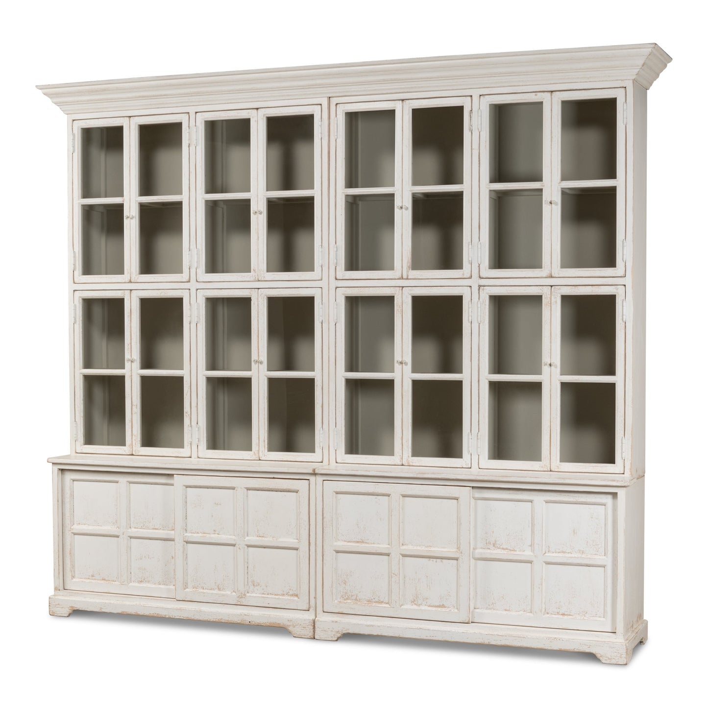 Sarreid - Glass Front Bookcase - White - Country