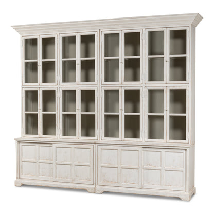 Sarreid - Glass Front Bookcase - White - Country