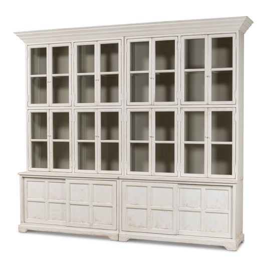 Sarreid - Glass Front Bookcase - White - Country