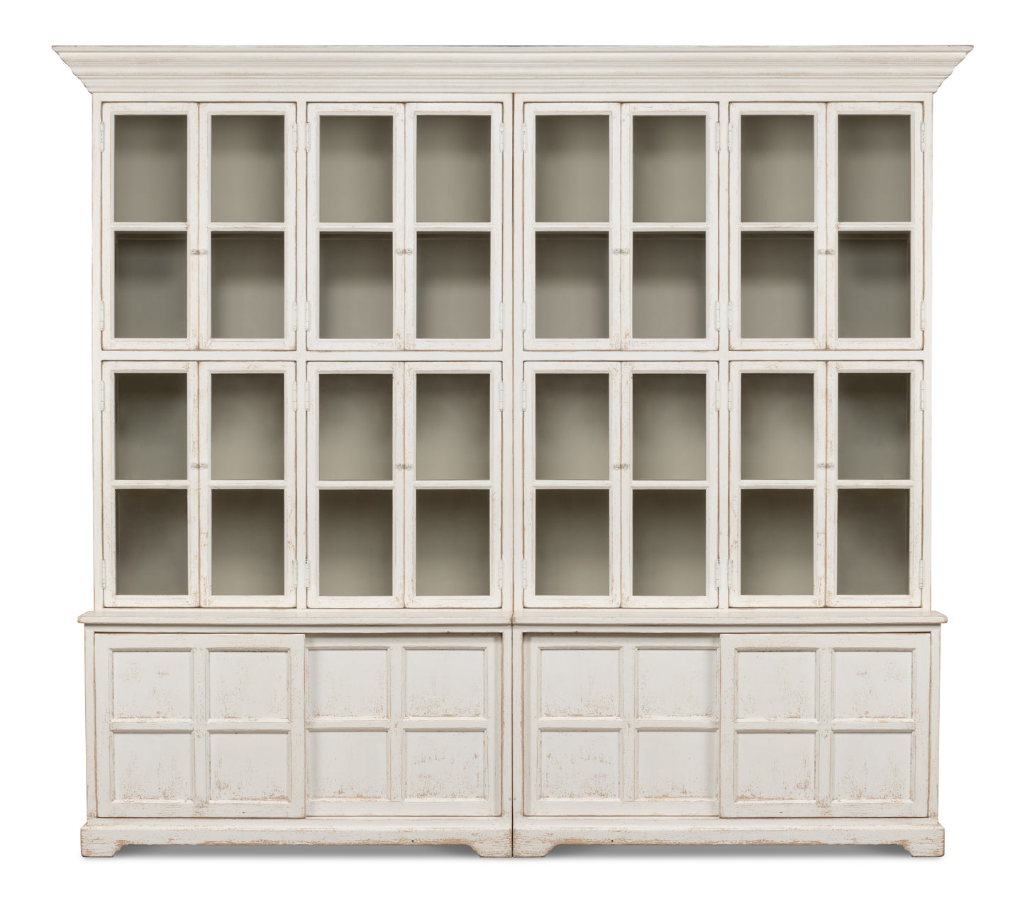 Sarreid - Glass Front Bookcase - White - Country