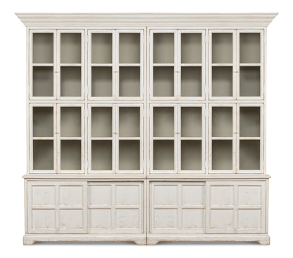 Sarreid - Glass Front Bookcase - White - Country