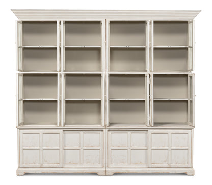 Sarreid - Glass Front Bookcase - White - Country