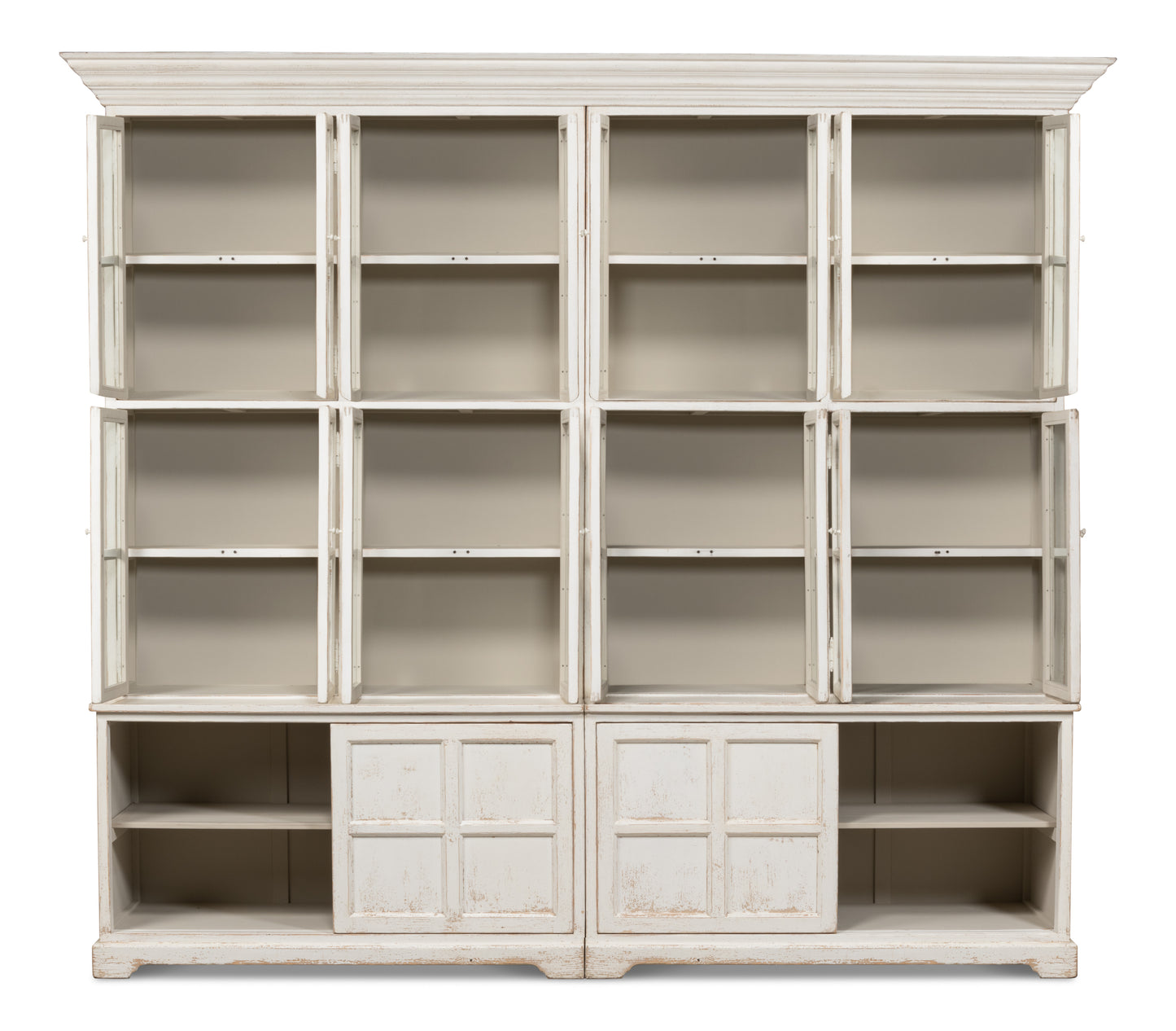 Sarreid - Glass Front Bookcase - White - Country