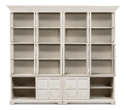 Sarreid - Glass Front Bookcase - White - Country