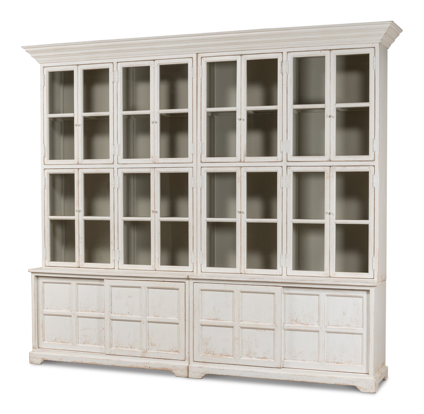 Sarreid - Glass Front Bookcase - White - Country