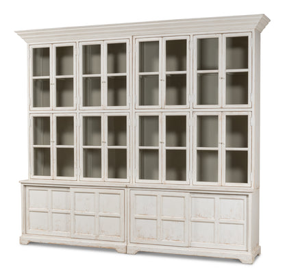 Sarreid - Glass Front Bookcase - White - Country