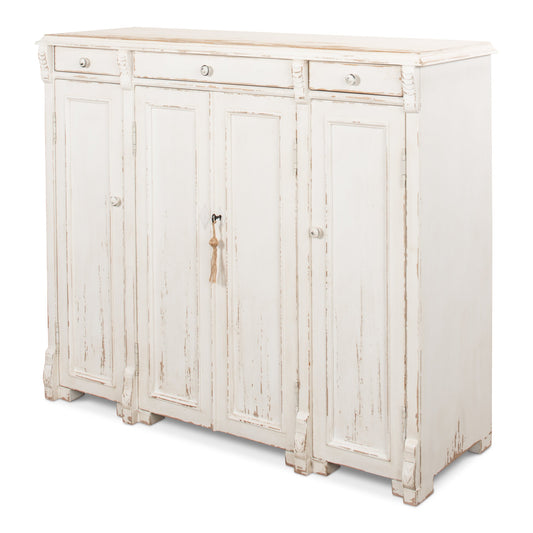 Sarreid - White Swan Tall Sideboard - White - CoastalBeach