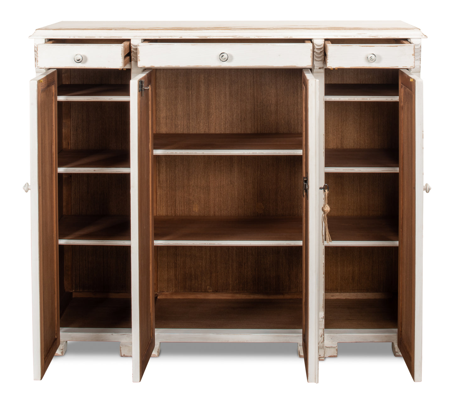 Sarreid - White Swan Tall Sideboard - White - CoastalBeach