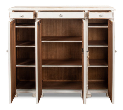 Sarreid - White Swan Tall Sideboard - White - CoastalBeach