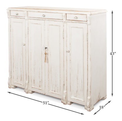 Sarreid - White Swan Tall Sideboard - White - CoastalBeach