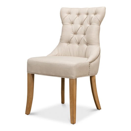 Sarreid - Sophie Side Chair  White Linen - White - Eclectic - set of 2