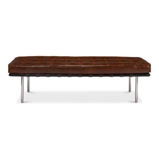 Sarreid - Prince Albert Bench  Vintage Havana Lthr - Brown - Modern