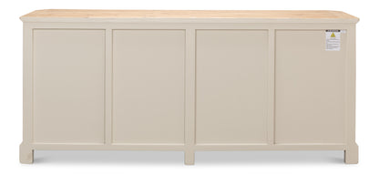 Sarreid - Antique Whitewash Sideboard  4 Door - White - Country