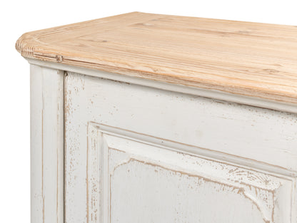 Sarreid - Antique Whitewash Sideboard  4 Door - White - Country