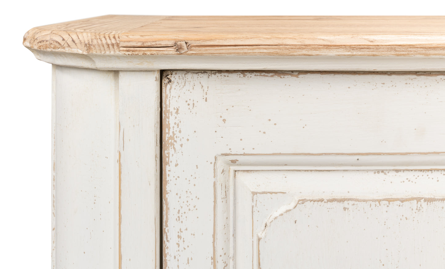 Sarreid - Antique Whitewash Sideboard  4 Door - White - Country