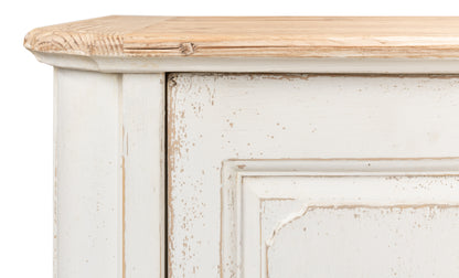 Sarreid - Antique Whitewash Sideboard  4 Door - White - Country