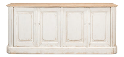 Sarreid - Antique Whitewash Sideboard  4 Door - White - Country
