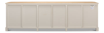 Sarreid - Antique Whitewash Sideboard  6 Door - White - Country