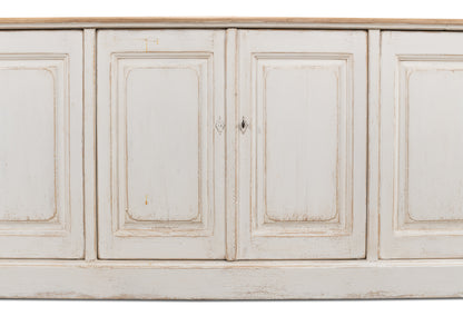 Sarreid - Antique Whitewash Sideboard  6 Door - White - Country