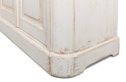 Sarreid - Antique Whitewash Sideboard  6 Door - White - Country