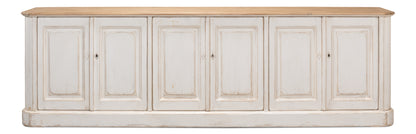 Sarreid - Antique Whitewash Sideboard  6 Door - White - Country