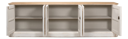 Sarreid - Antique Whitewash Sideboard  6 Door - White - Country