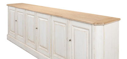 Sarreid - Antique Whitewash Sideboard  6 Door - White - Country