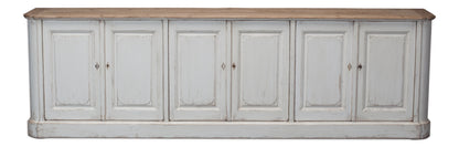 Sarreid - Antique Whitewash Sideboard  6 Door - White - Country