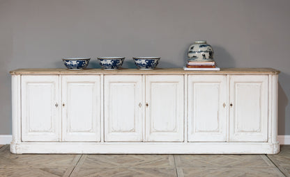 Sarreid - Antique Whitewash Sideboard  6 Door - White - Country