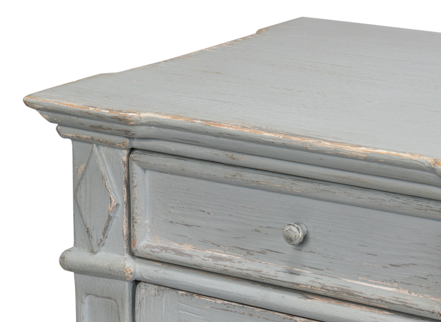 Sarreid - Diamond Wall Sideboard  Whitewash Finish - White - CoastalBeach