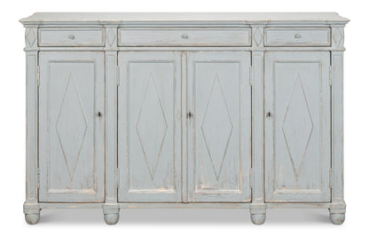 Sarreid - Diamond Wall Sideboard  Whitewash Finish - White - CoastalBeach