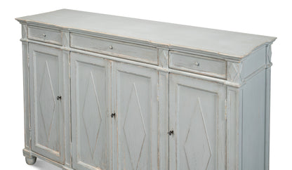 Sarreid - Diamond Wall Sideboard  Whitewash Finish - White - CoastalBeach