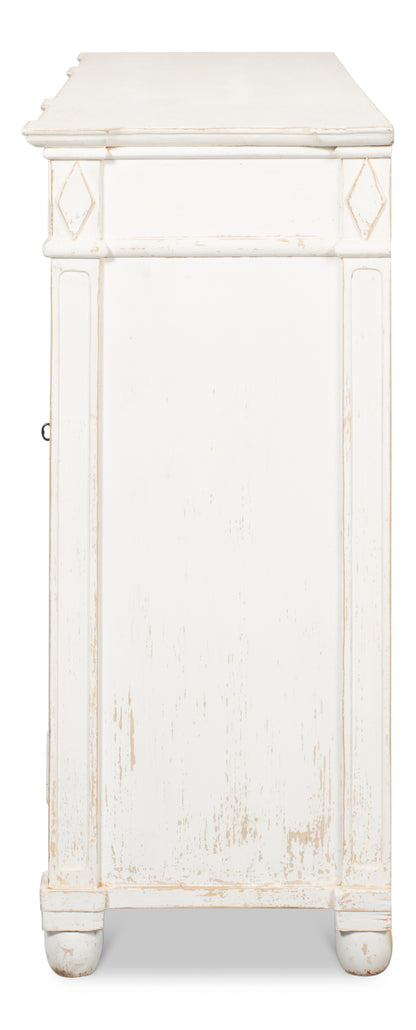 Sarreid - Diamond Wall Sideboard  Whitewash Finish - White - CoastalBeach