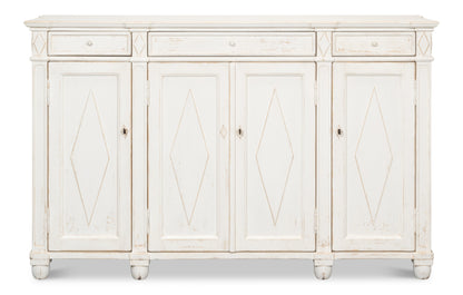 Sarreid - Diamond Wall Sideboard  Whitewash Finish - White - CoastalBeach