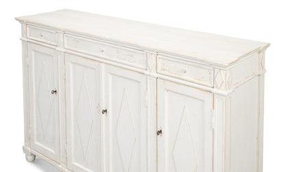 Sarreid - Diamond Wall Sideboard  Whitewash Finish - White - CoastalBeach