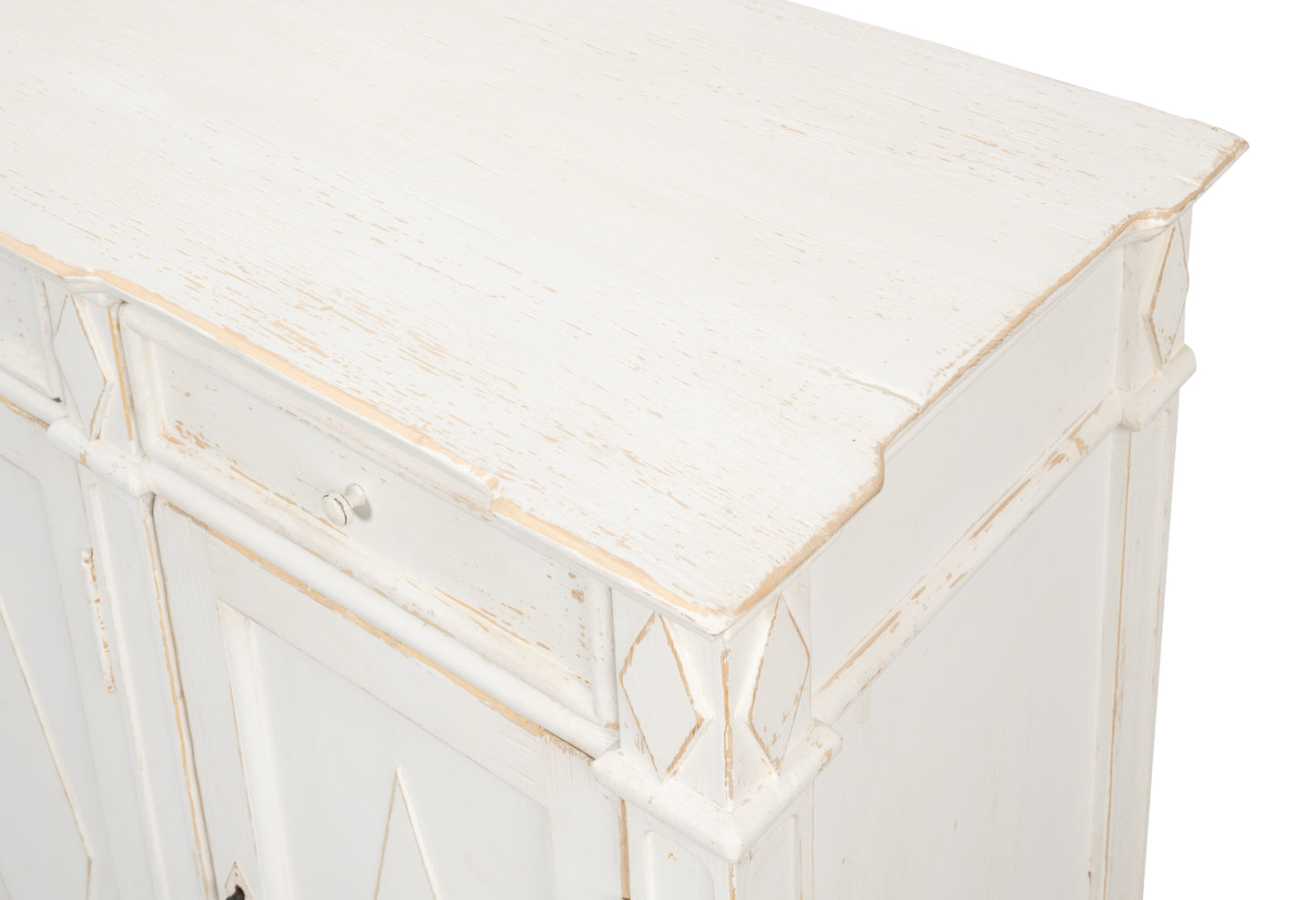 Sarreid - Diamond Wall Sideboard  Whitewash Finish - White - CoastalBeach