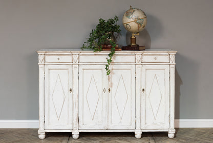 Sarreid - Diamond Wall Sideboard  Whitewash Finish - White - CoastalBeach
