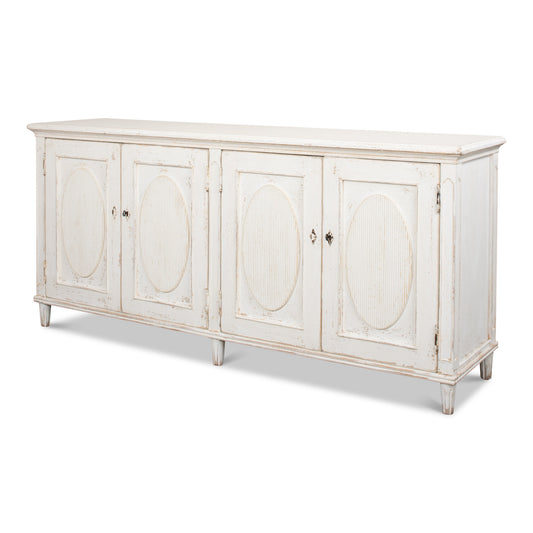 Sarreid - Whitewash Ribbon Sideboard - White - CoastalBeach